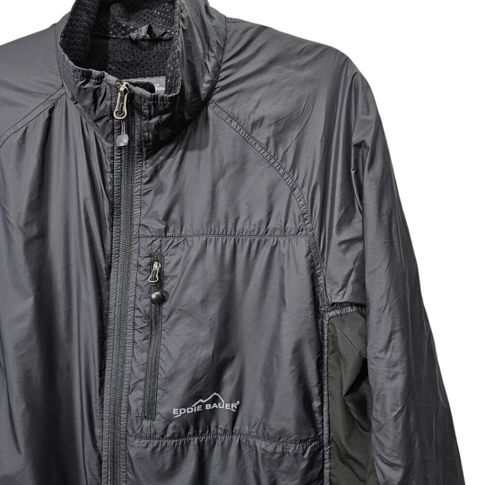 Eddie Bauer Men's Zip Up Packable Windbreaker Nylon Black Lightweight Jacket - Picture 3 of 10